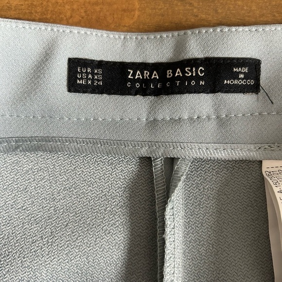 ZARA Light Gray High-Waisted Cropped Trousers w/pockets and side slits Sz XS - Picture 5 of 8